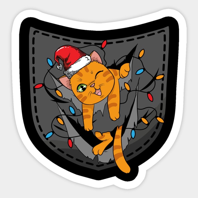 Cat Pocket Christmas Funny Pocket Animal Gift Sticker by CatRobot